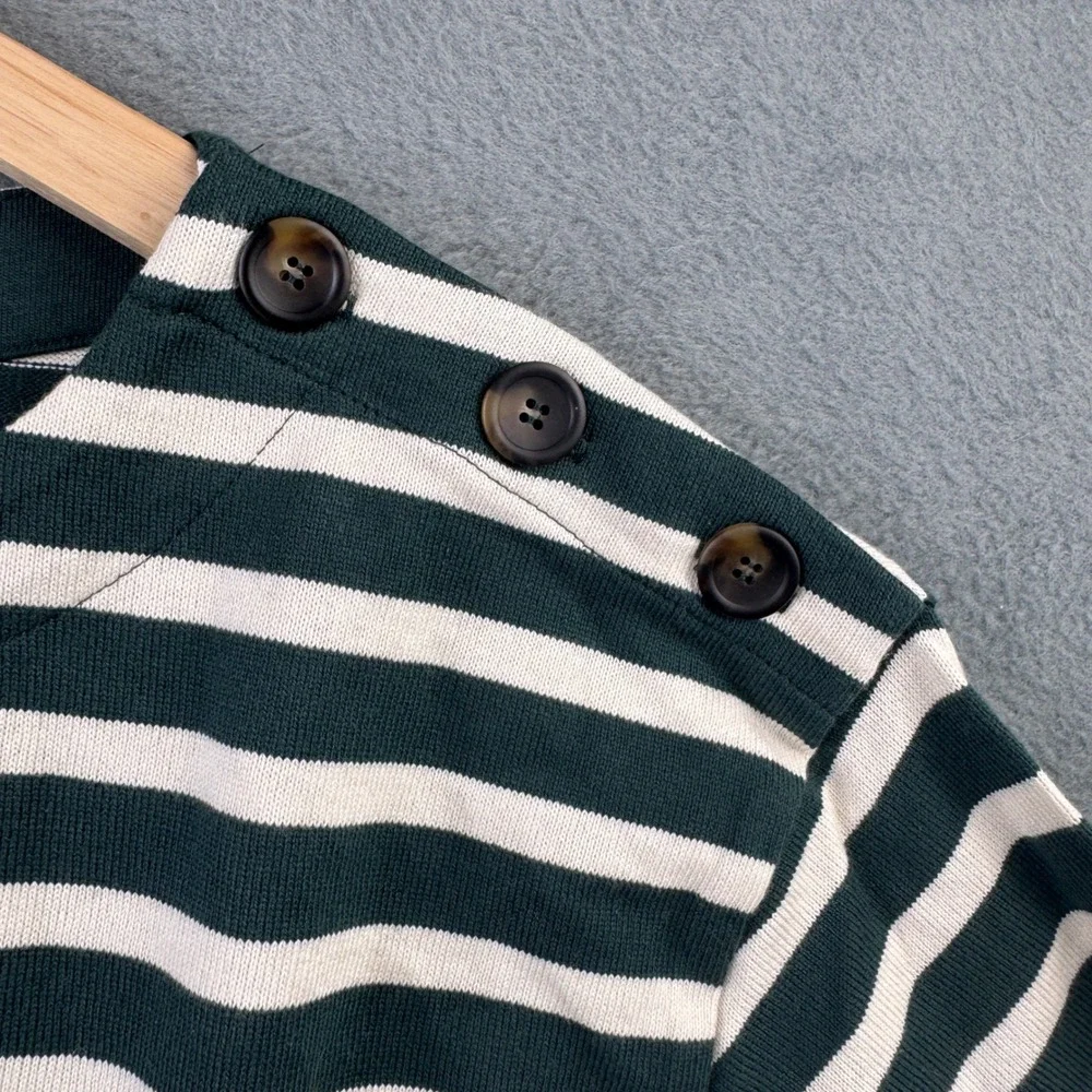 Boden Women's Dark Green and White Striped Long Sleeve Tee - Picture 6 of 9